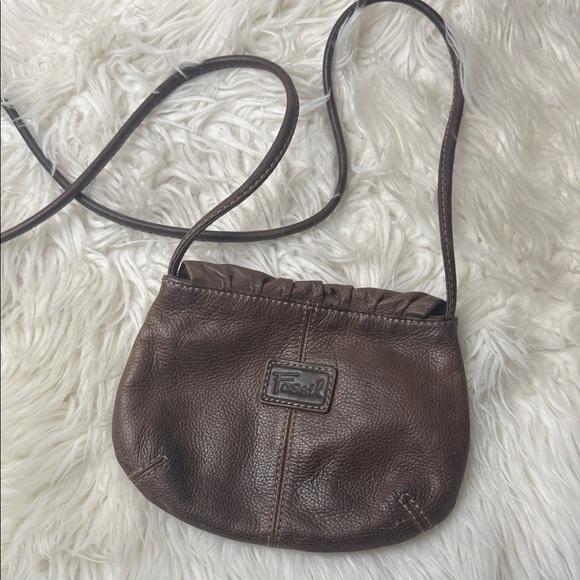 Vintage Fossil Brown Leather Crossbody Bag - Picture 1 of 6